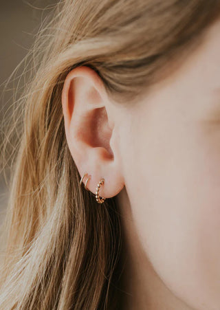 Beaded Huggie Hoops | 14k Gold Fill + Sterling Silver - Sterling Silver // Hello Adorn