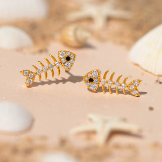 Bone to Pick Earrings- Gold