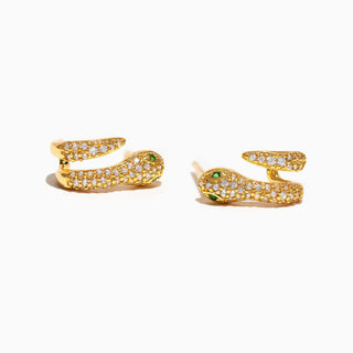 Snake Pavé Hoops- Gold