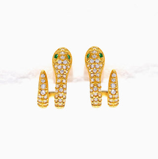 Snake Pavé Hoops- Gold
