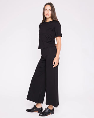 Ponte Knit Short Sleeve Top Extended - Black // Ripley Rader