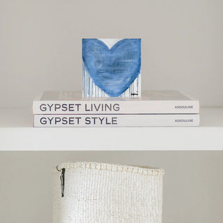 Forget Me Not Drippy Heart Block of Love Acrylic Mini Art // Kerri Rosenthal