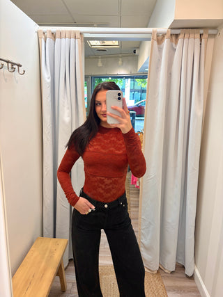 Sienna Lace Bodysuit Rust