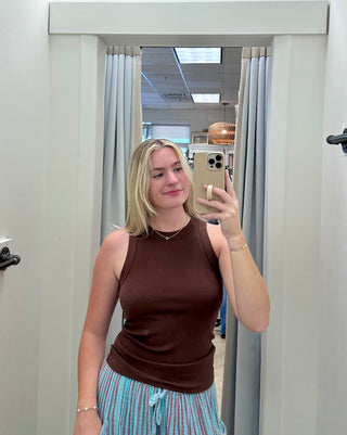 Sarah Basic Ribbed Tank - Espresso
