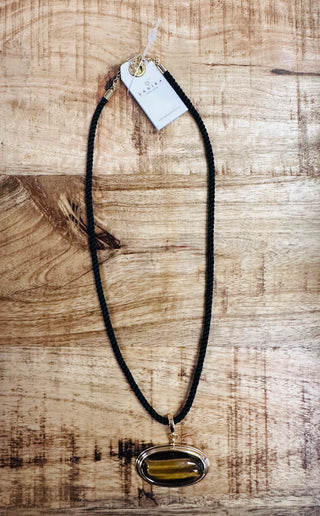 Black Rope Gold Tiger Eye Necklace