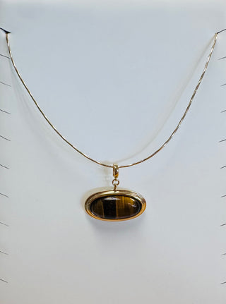 Gold Wire Tiger Eye Charm Necklace