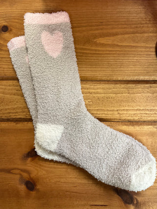 CozyChic® Color Block Heart Socks - Stone Multi // Barefoot Dreams