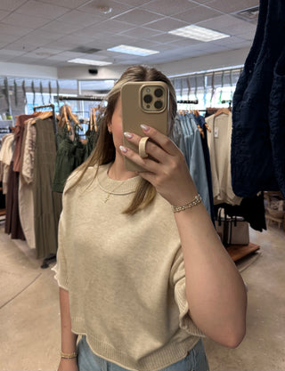 Amber Short Sleeve Sweater Oatmeal