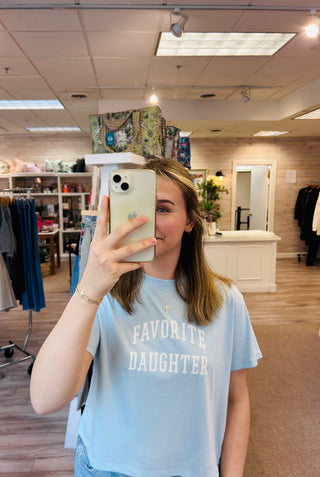The Cropped Collegiate Tee - Baby Blue // Favorite Daughter
