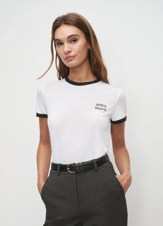 The Cropped Favorite Daughter Ringer Tee White/Black // Favorite Daughter