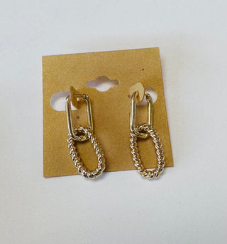 Suzie Smooth & Twisty Oval Gold Hoops