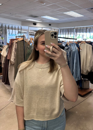 Amber Short Sleeve Sweater Oatmeal
