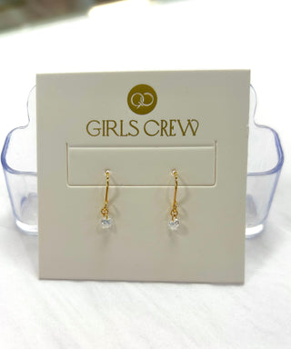 Tiny Dewdrop Hook Earrings-Gold//Girls Crew