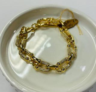 CZ Gold Link Chain Bracelet