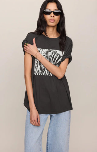 Zebra Graphic Boyfriend Tee - Black Sand / Z Supply