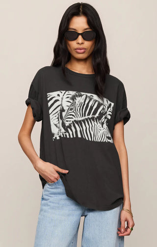 Zebra Graphic Boyfriend Tee - Black Sand / Z Supply