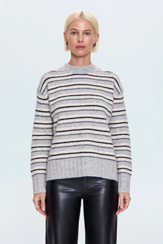 Hanna Oversized Variegated Stripe Sweater - Grey White Stripe // Pistola