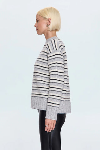 Hanna Oversized Variegated Stripe Sweater - Grey White Stripe // Pistola
