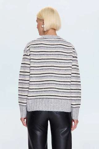 Hanna Oversized Variegated Stripe Sweater - Grey White Stripe // Pistola