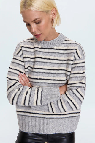 Hanna Oversized Variegated Stripe Sweater - Grey White Stripe // Pistola