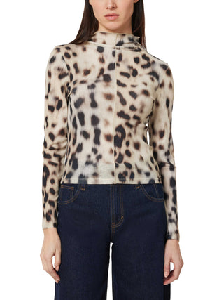 Whisper White Animal Print Turtleneck
