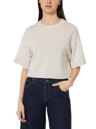 Oatmeal Short Sleeve Crewneck Sweater