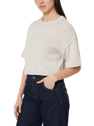 Oatmeal Short Sleeve Crewneck Sweater