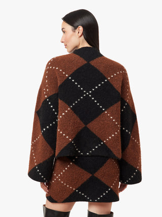 Argyle Mock Neck Sweater - Brown/Black