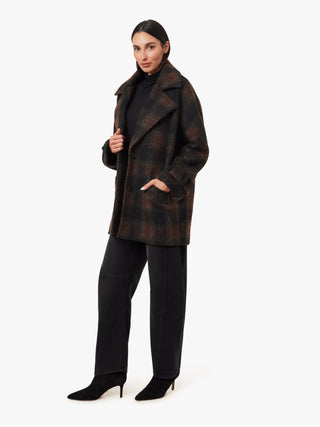 Oversized Plaid Coat - Brown Plaid
