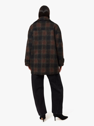 Oversized Plaid Coat - Brown Plaid