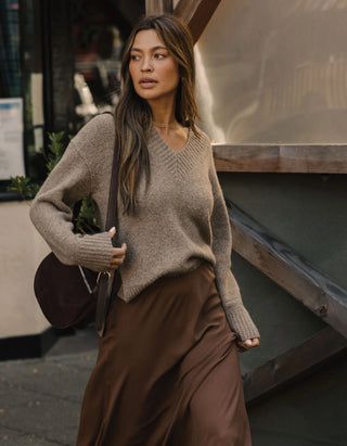 Homebound V-Neck Sweater // Toasted Chestnut