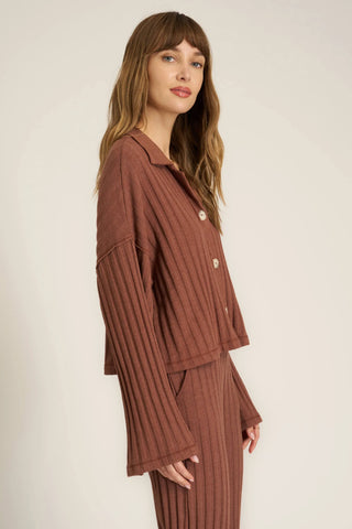 Lights Out Button Front Top - Russet Top Project Social T