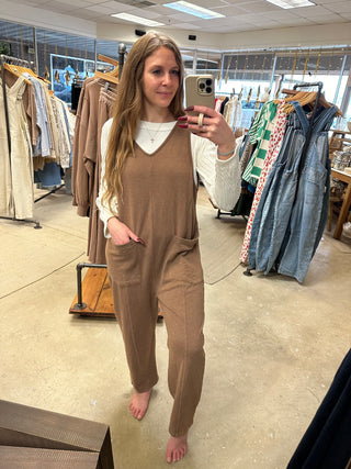 Noel Knit Jumpsuit- Coffee