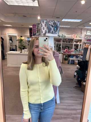 Mavi Button Front Cardigan - Pastel Yellow