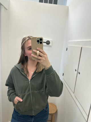 Rosie Zip Hoodie - Military Green // Asher