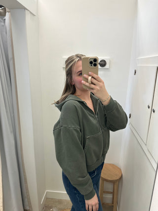 Rosie Zip Hoodie - Military Green // Asher