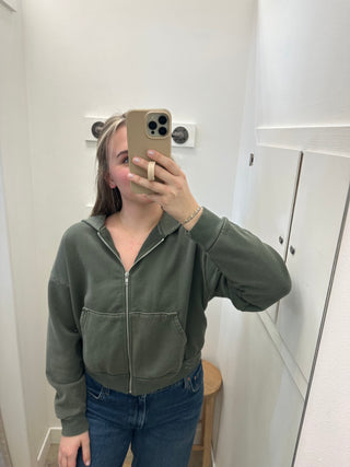 Rosie Zip Hoodie - Military Green // Asher