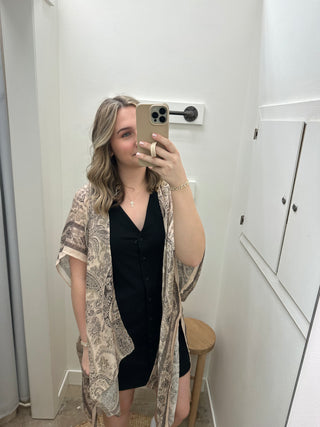 Dual Tone Paisley Kimono - White