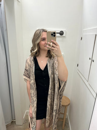 Dual Tone Paisley Kimono - White