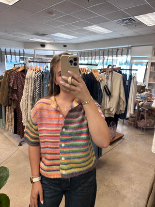 Percy Short Sleeve Multi-Color Sweater - Rainbow