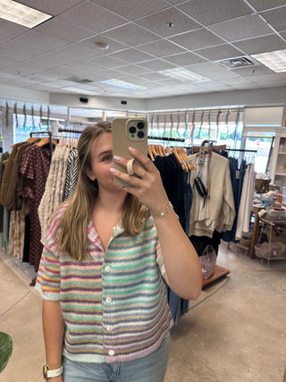 Percy Short Sleeve Multi-Color Sweater - Lavender mix