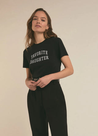 Favorite Daughter Cropped Collegiate Tee - Black