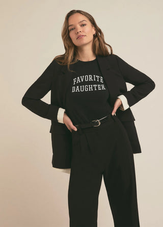 Favorite Daughter Cropped Collegiate Tee - Black