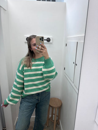 Davis Striped Sweater Green Natural