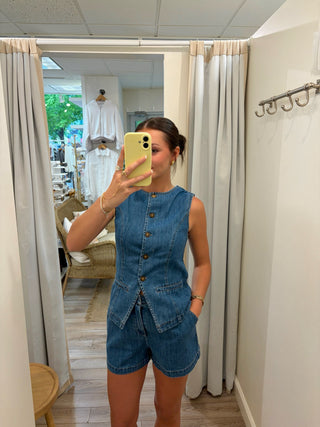 Button Up Denim Vest-Needii