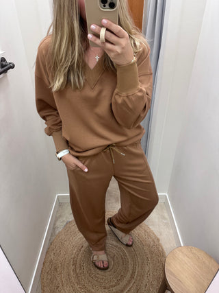 Danika Butter Modal Barrel Leg Pants - Latte