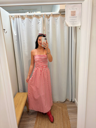 Candy Stripe Dress-Red-White//Needii