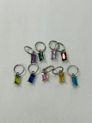 SILVER- Rectangular Birthstones Charmie