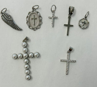 SILVER Cross and Angel Charmies