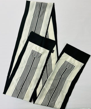 Satin Black & Cream Striped Scarf